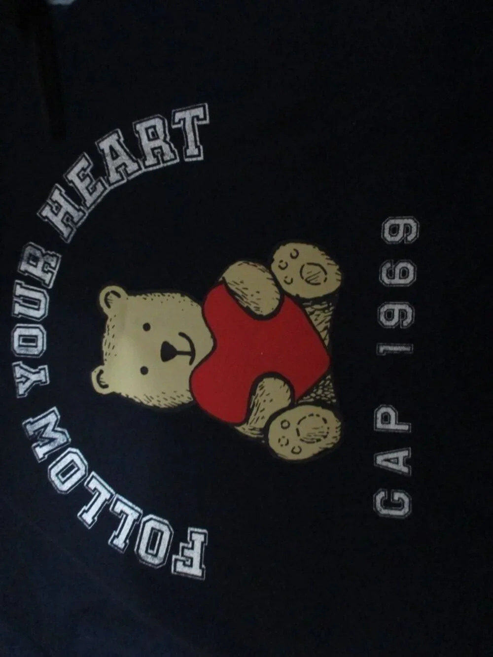 GAP Kids Relaxed Graphic T-Shirt navy blue Brannan bear XS 4-5 heart NWT